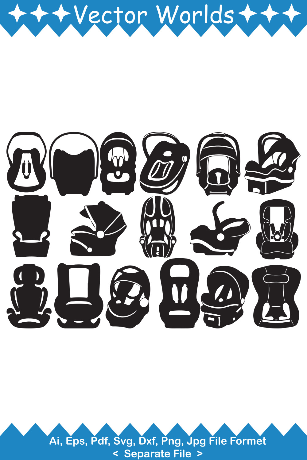 Baby Car Seat SVG Vector Design pinterest preview image.