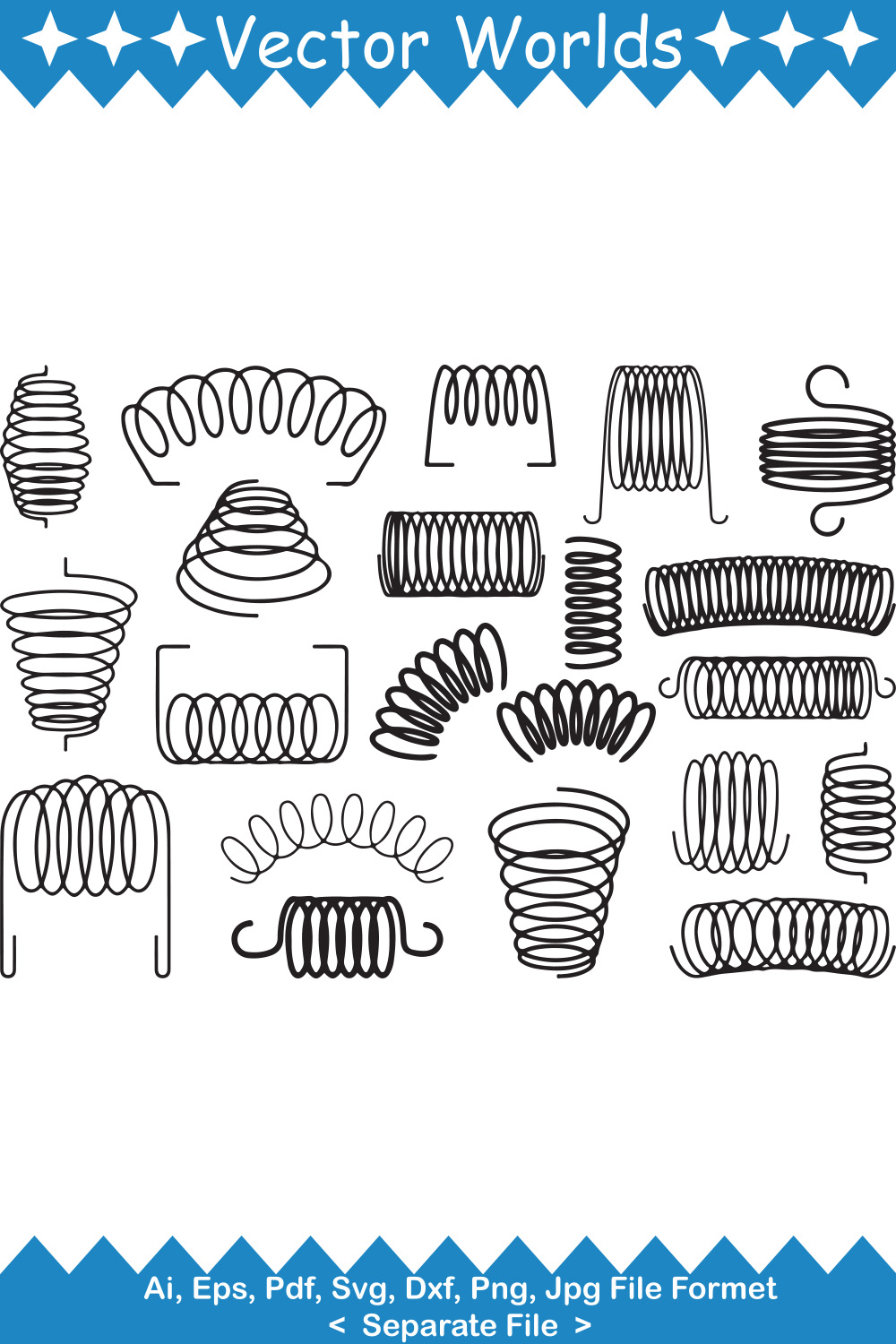 Coiled Spring SVG Vector Design pinterest preview image.