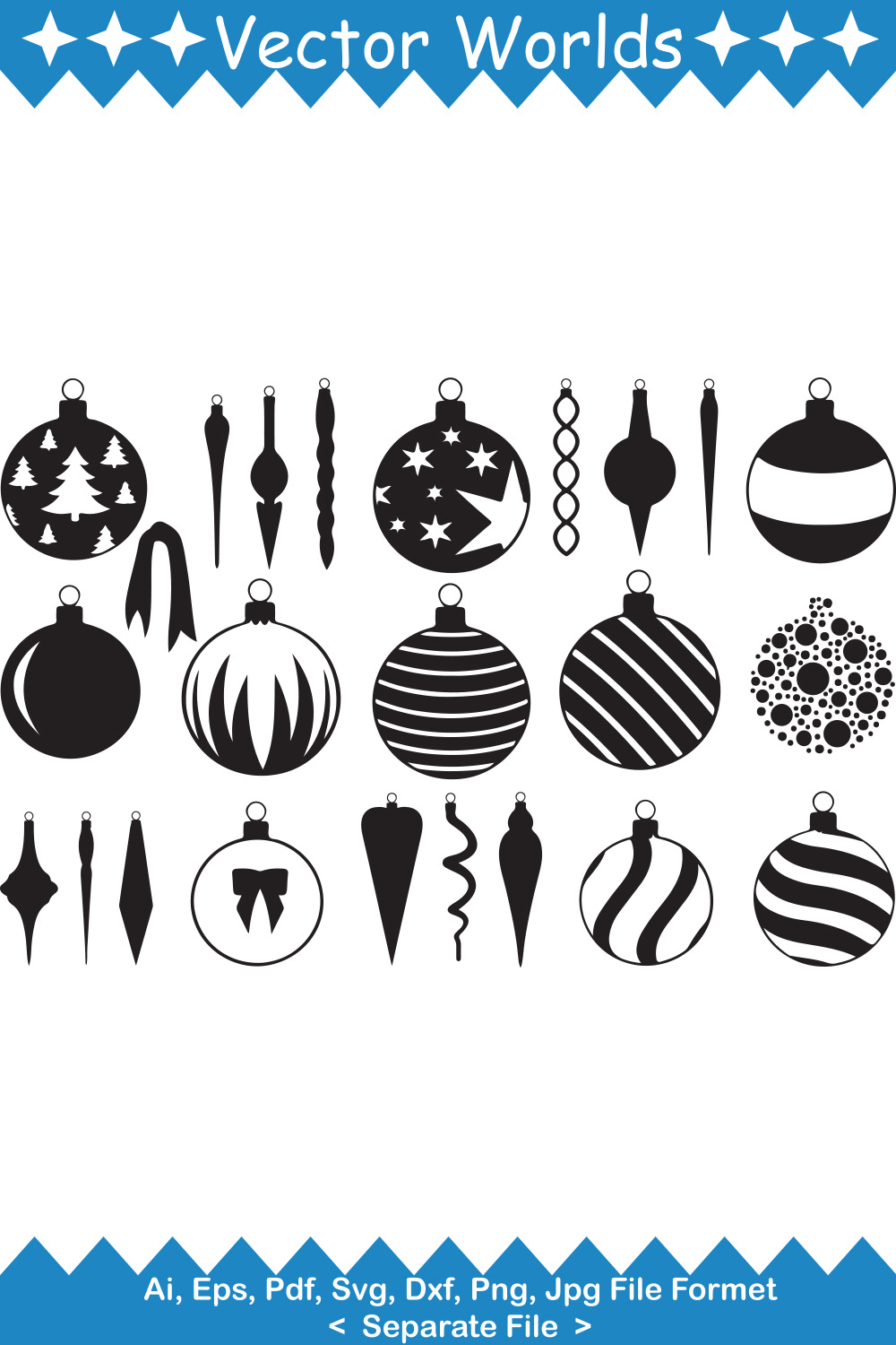 Christmas Decorations SVG Vector Design pinterest preview image.