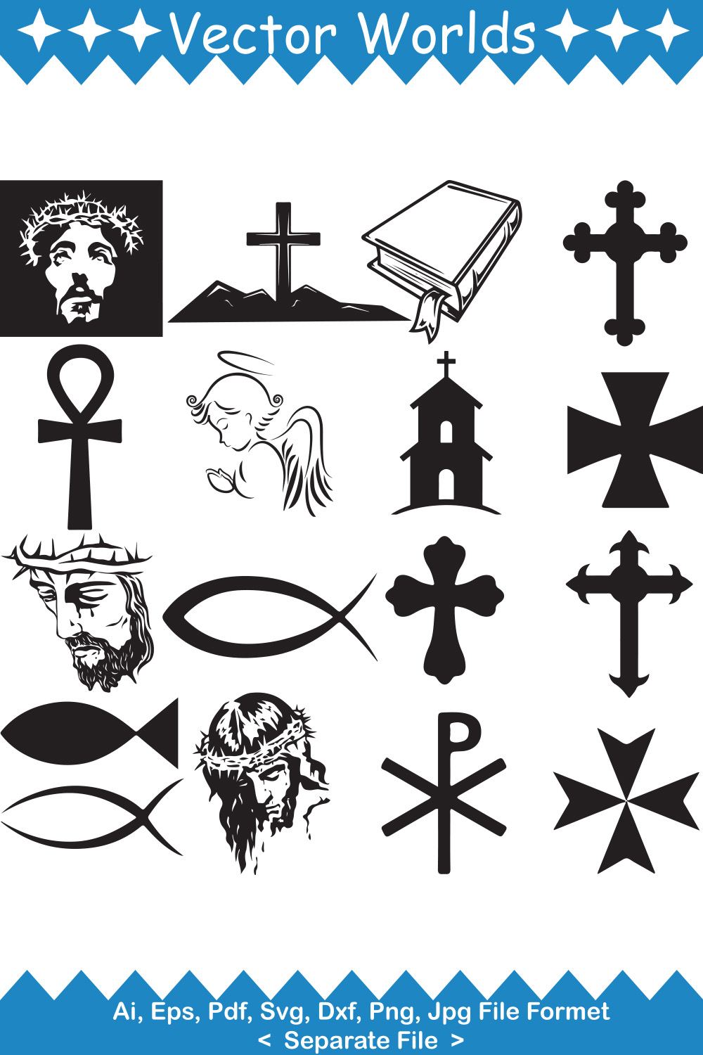 Christianity Religion SVG Vector Design pinterest preview image.
