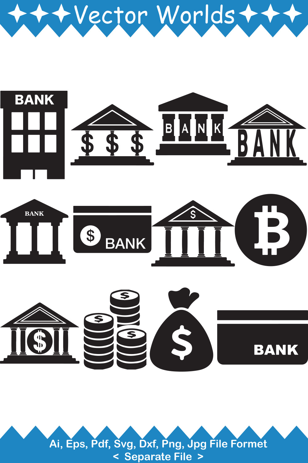 Bank SVG Vector Design pinterest preview image.