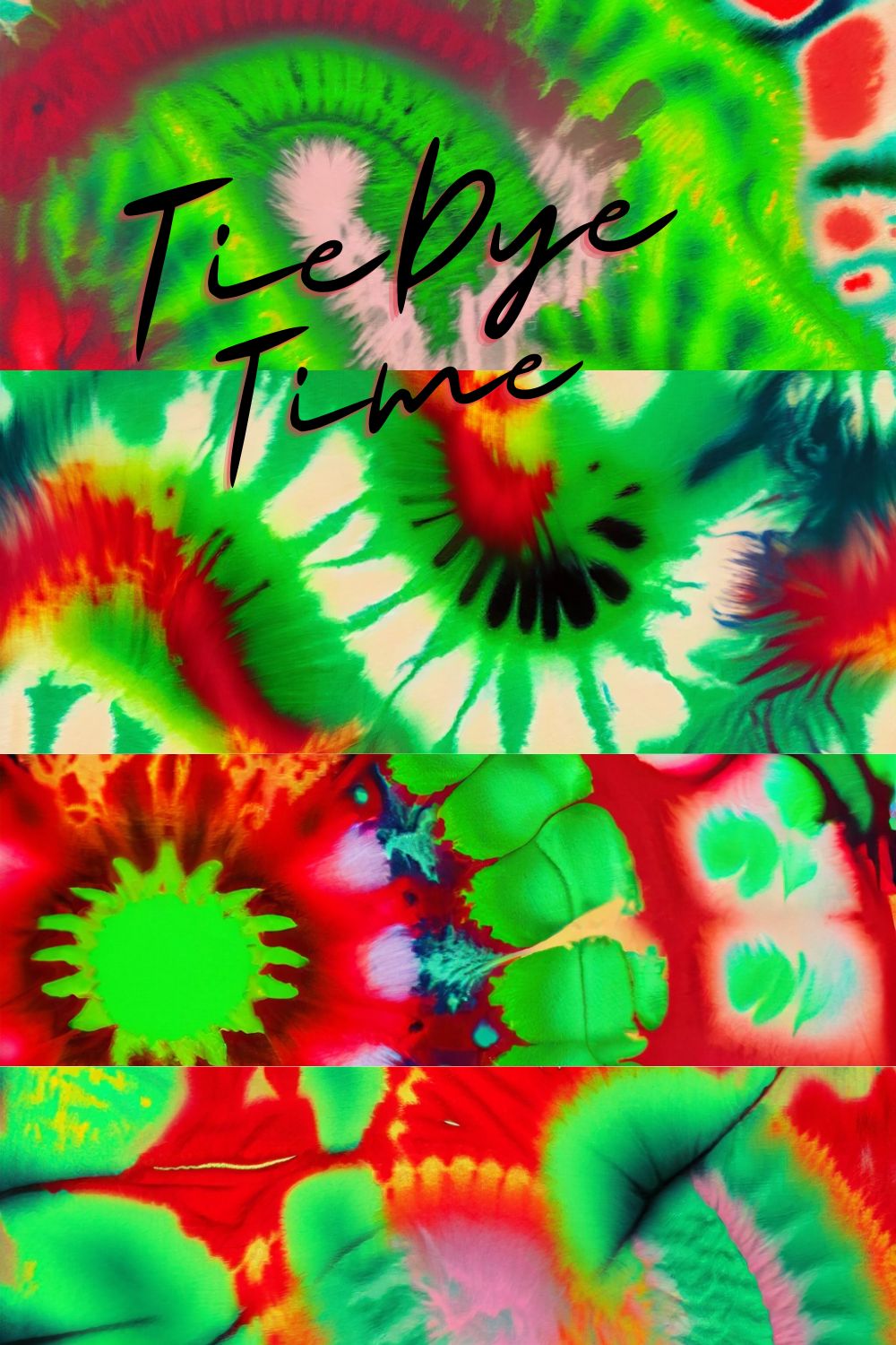 4 Tie-Dye motifs green-red pinterest preview image.