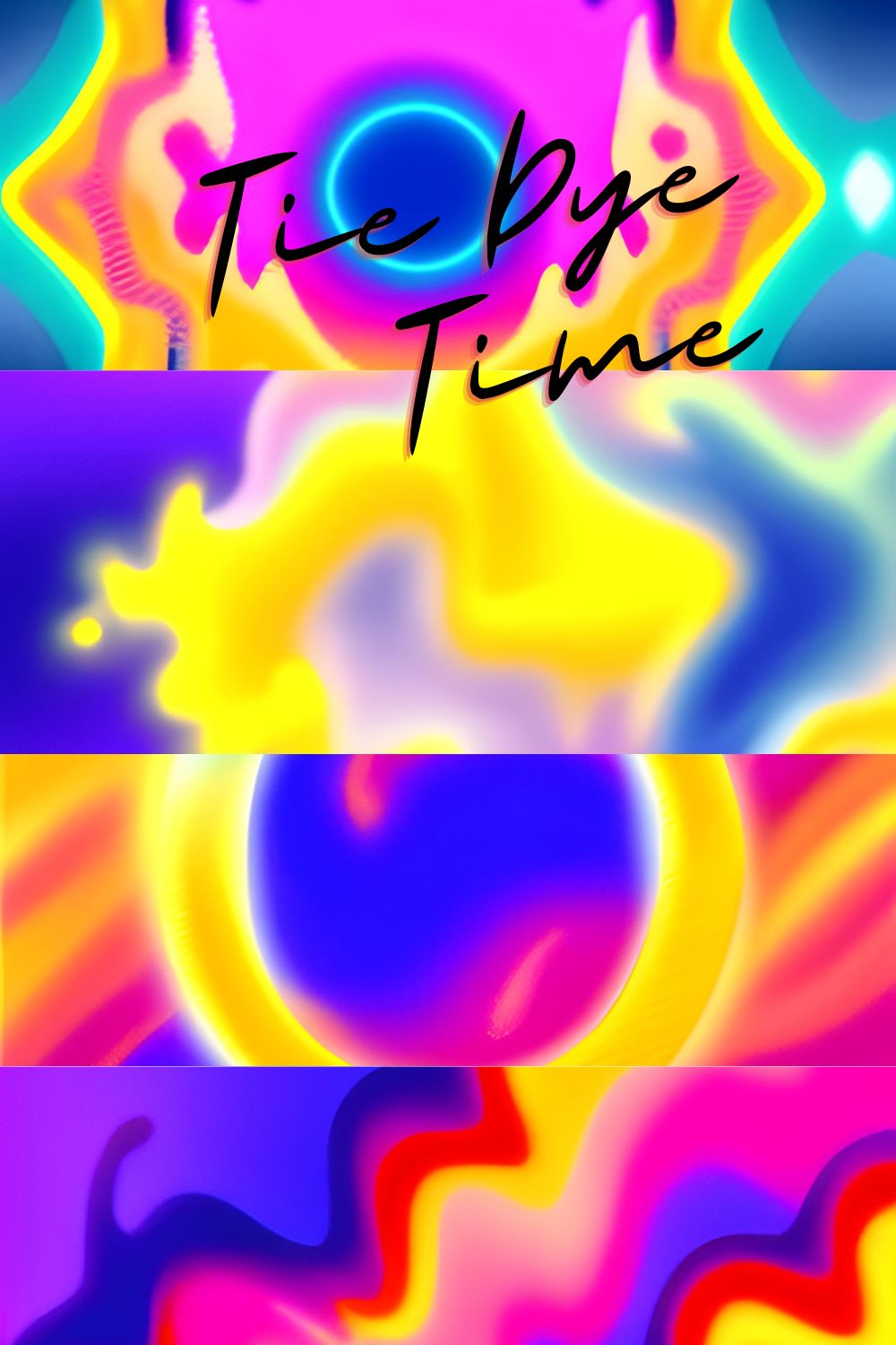 4 tie-dye background images in purple-yellow pinterest preview image.