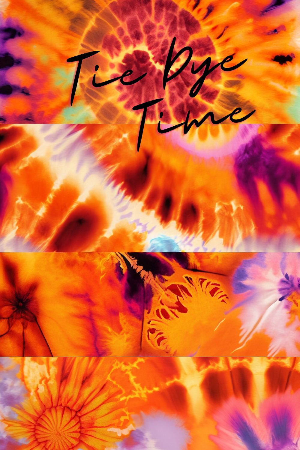 4 tie-dye background images in purple-orange pinterest preview image.