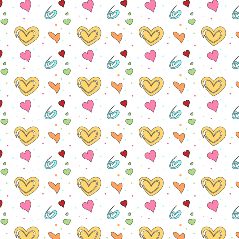 vector pattern with hand drawn hearts cover image.