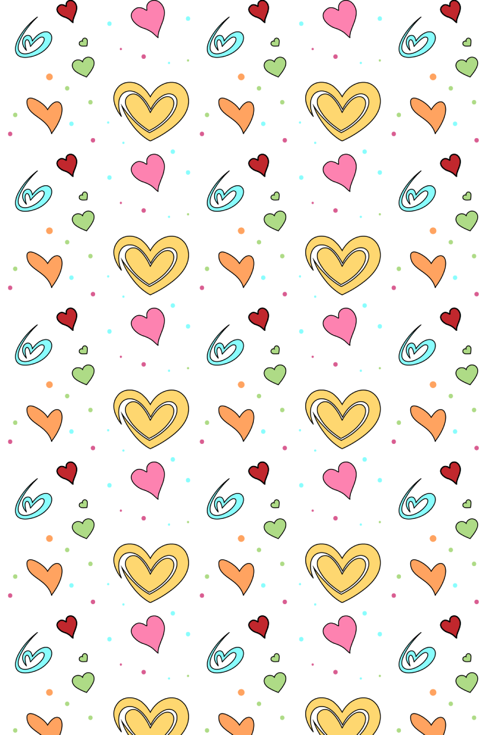 vector pattern with hand drawn hearts pinterest preview image.
