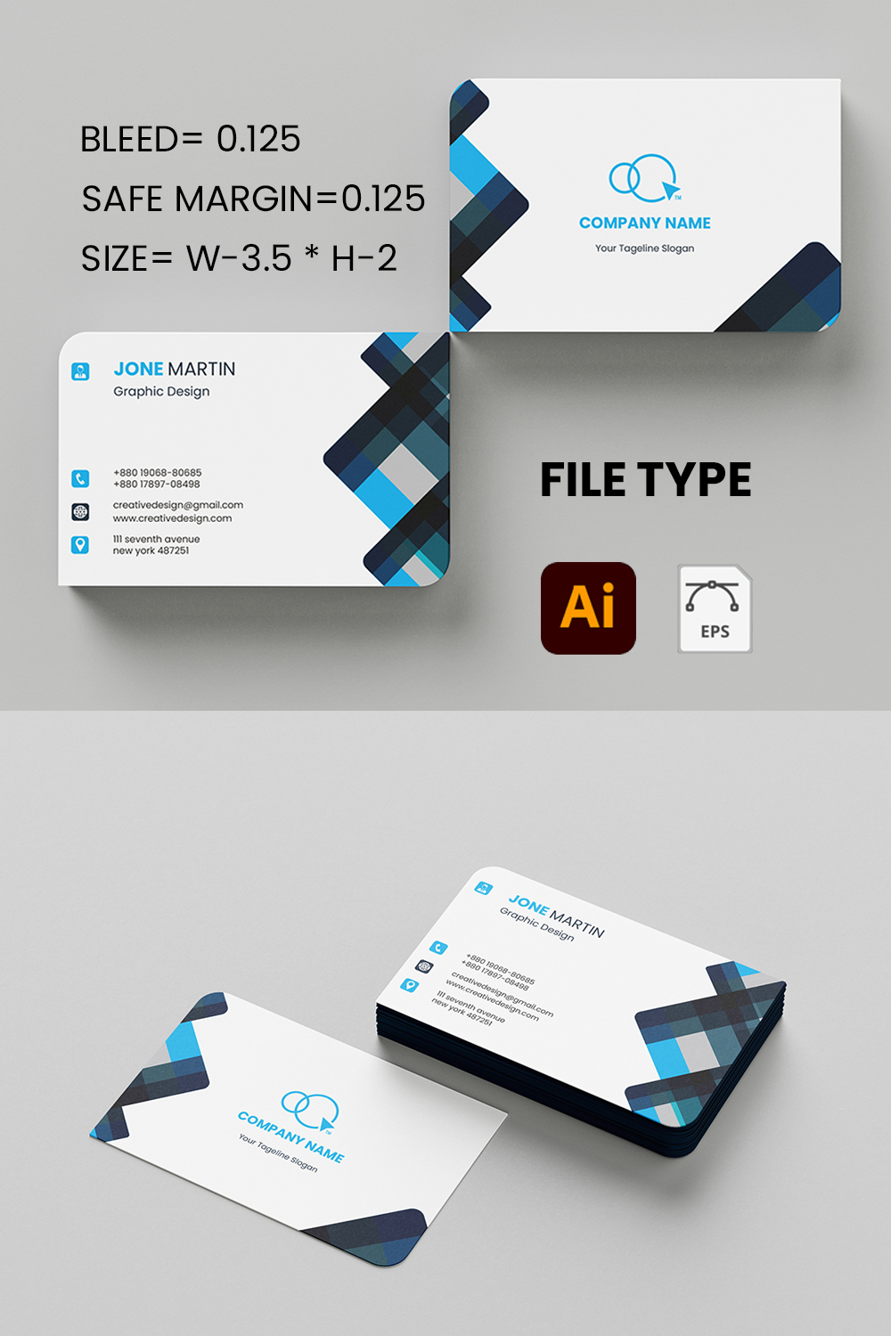 Business Card Template pinterest preview image.