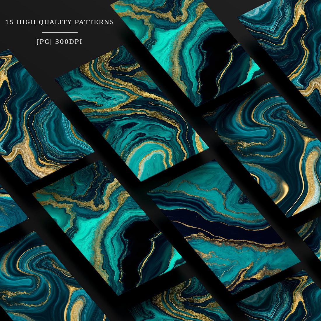 Teal & Gold Marble Textures preview image.