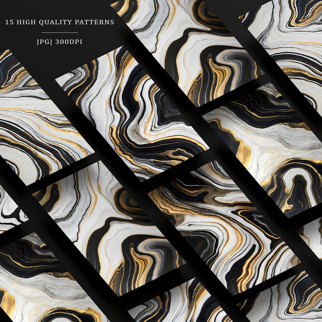 Black & White Gold Marble Textures preview image.