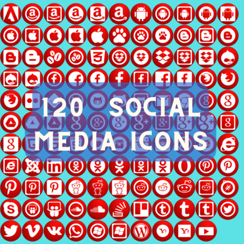 120 RED GRADIENT SOCIAL MEDIA ICONS cover image.