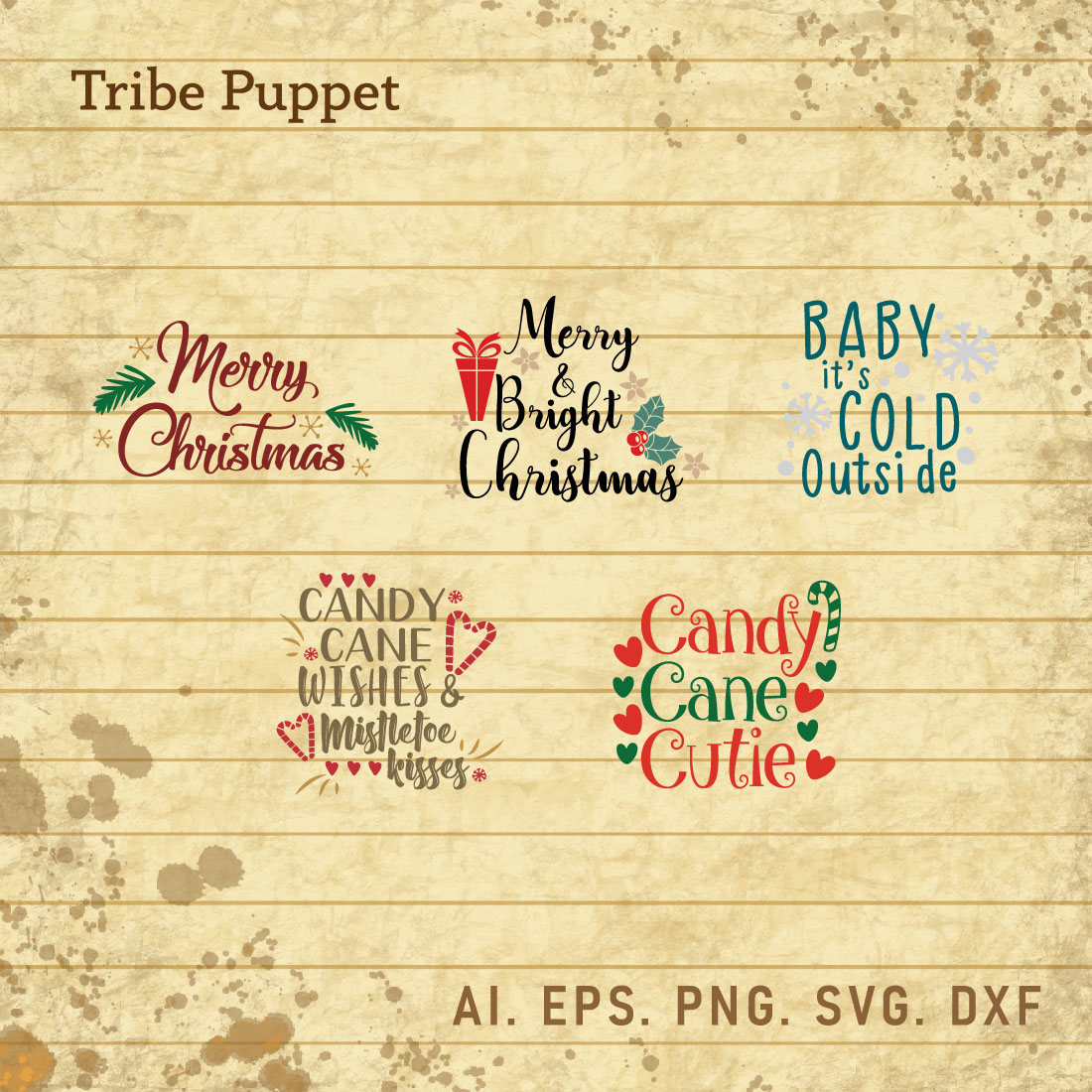 Christmas Typography bundle cover image.
