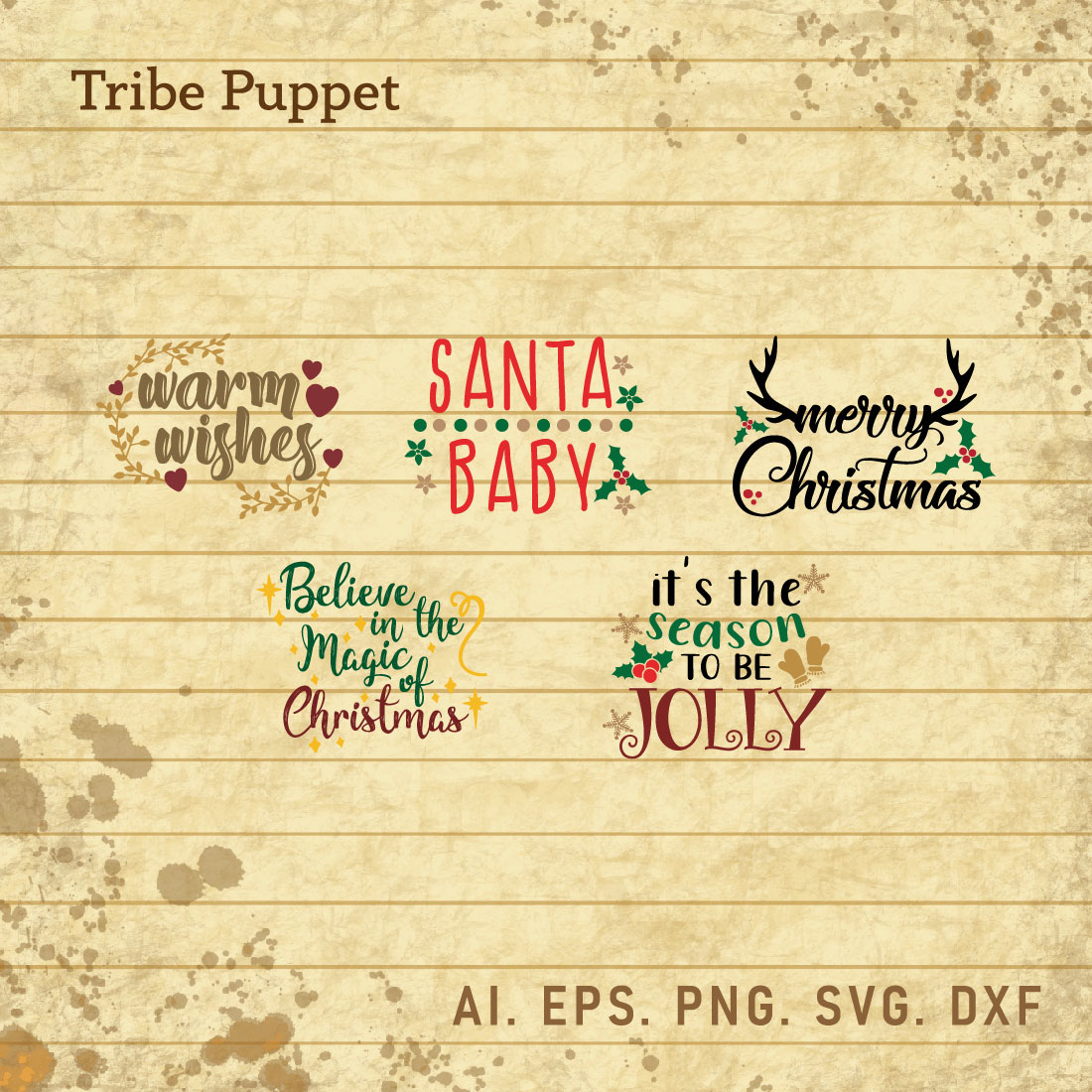 Christmas Typography bundle cover image.