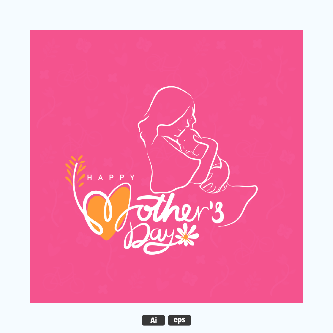 Mother’s day Social media banner Vector banner and flying pink hearts Symbols of love preview image.