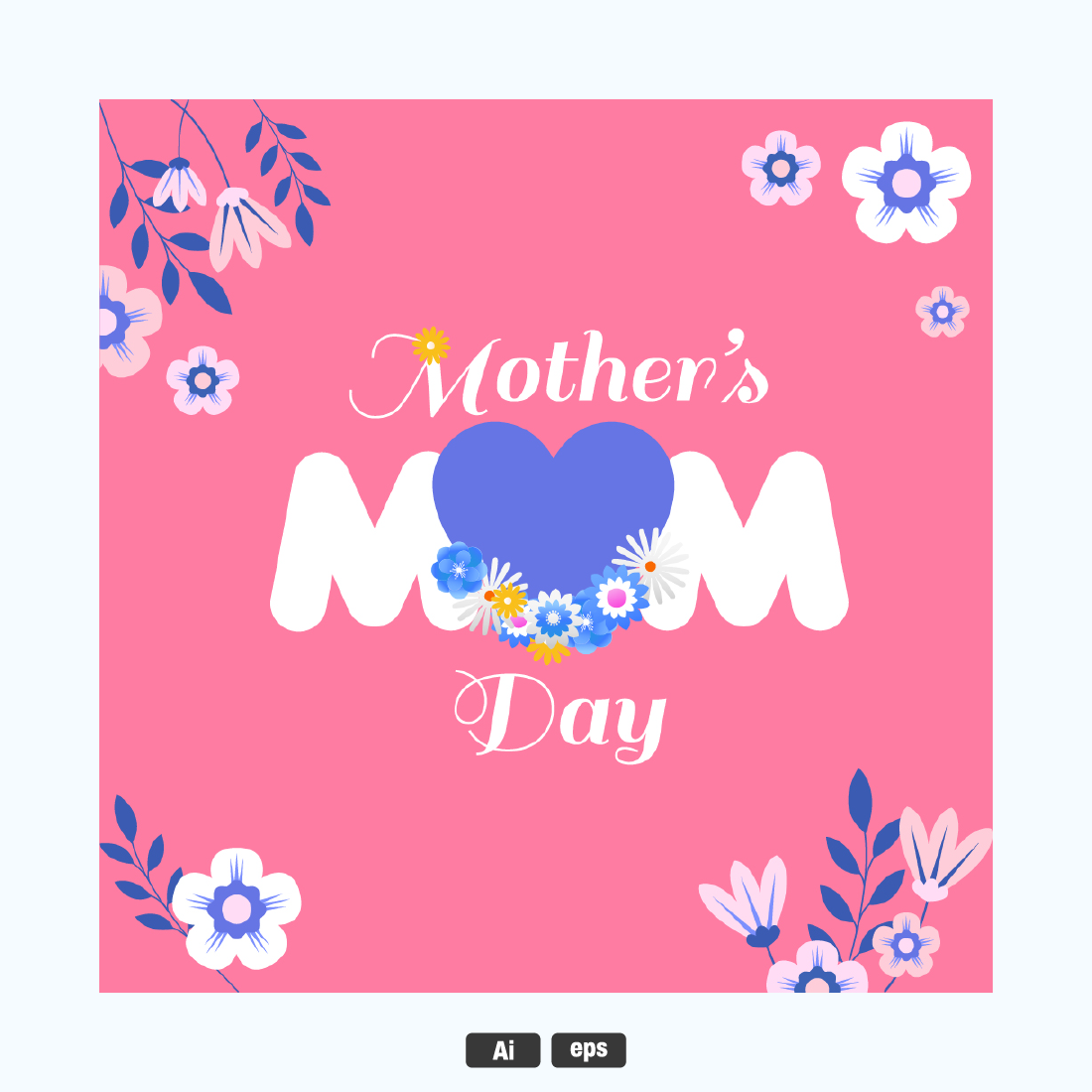 Mother's day Social media banner Vector banner and flying pink paper hearts Symbols of love on isolated white background preview image.