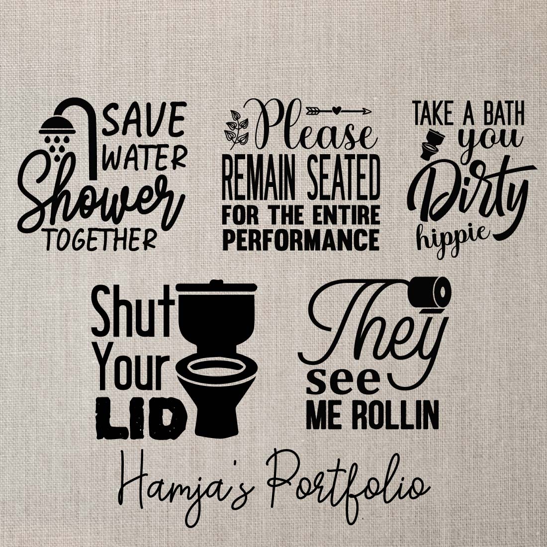 Bathroom Typography Svg preview image.