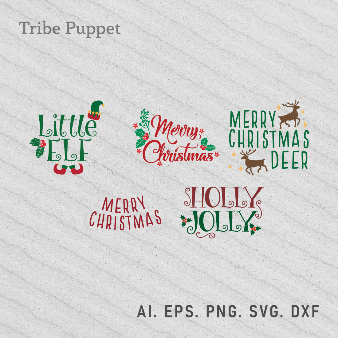 Christmas Typography bundle preview image.