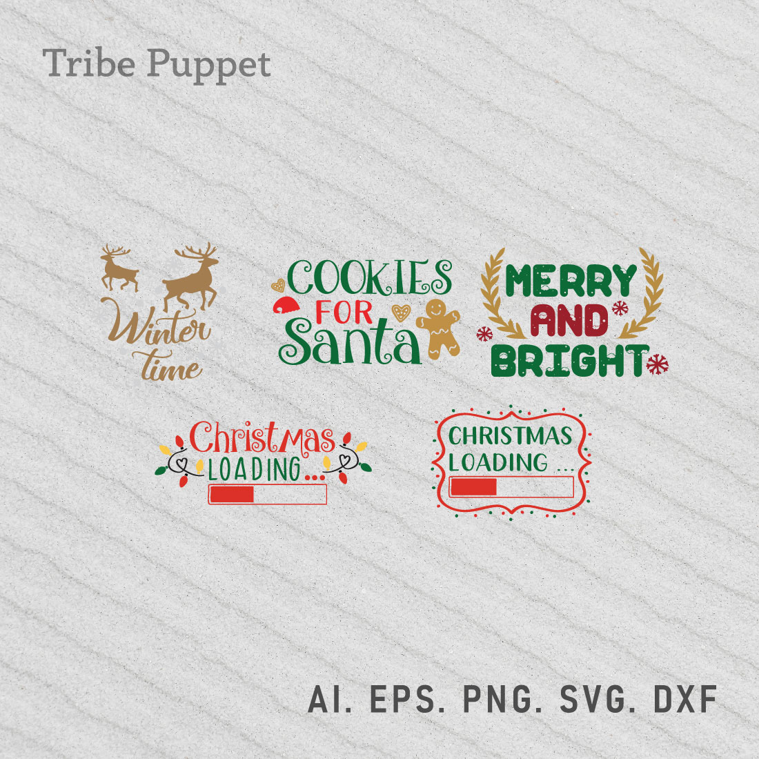 Christmas Typography bundle preview image.