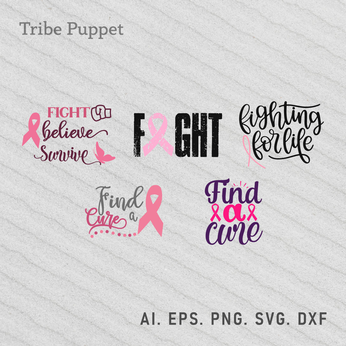 Breast Cancer Typo Bundle preview image.