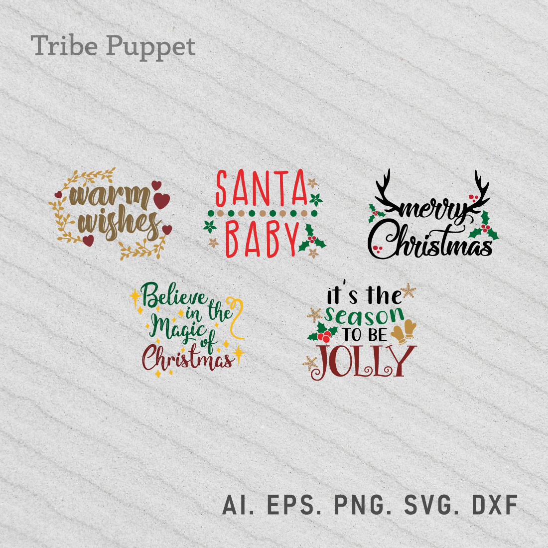 Christmas Typography bundle preview image.