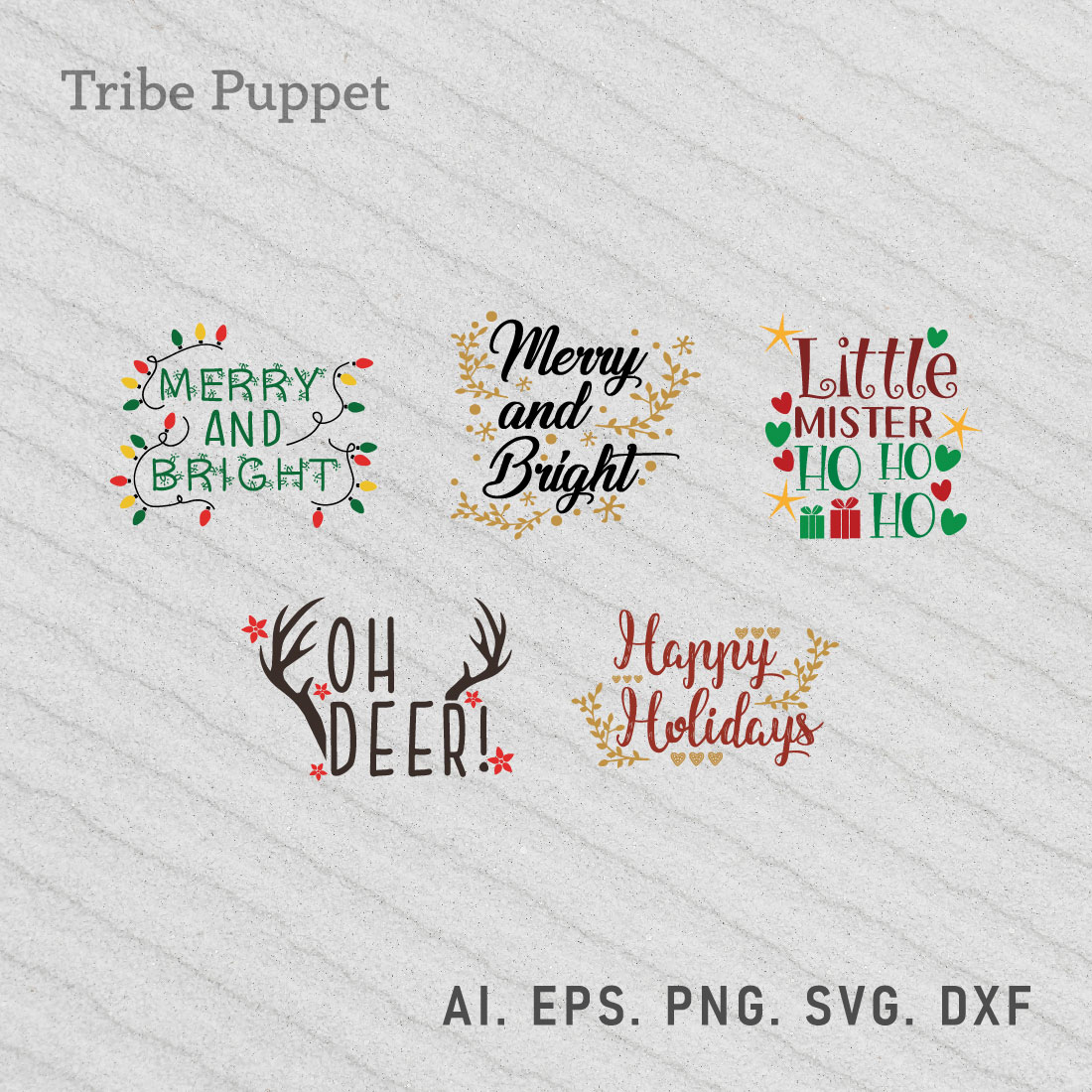 Christmas Typography bundle preview image.