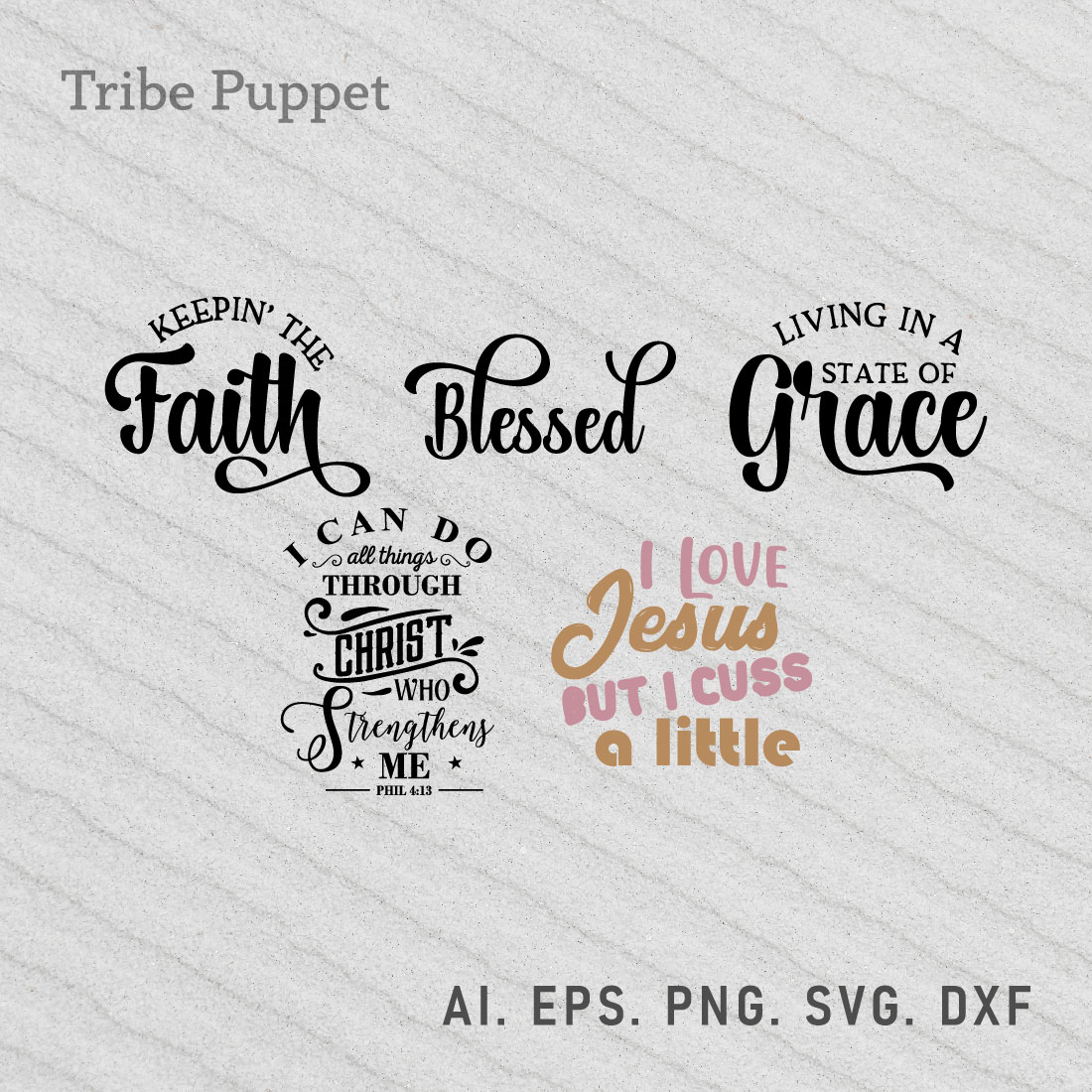 Christian Typography bundle preview image.