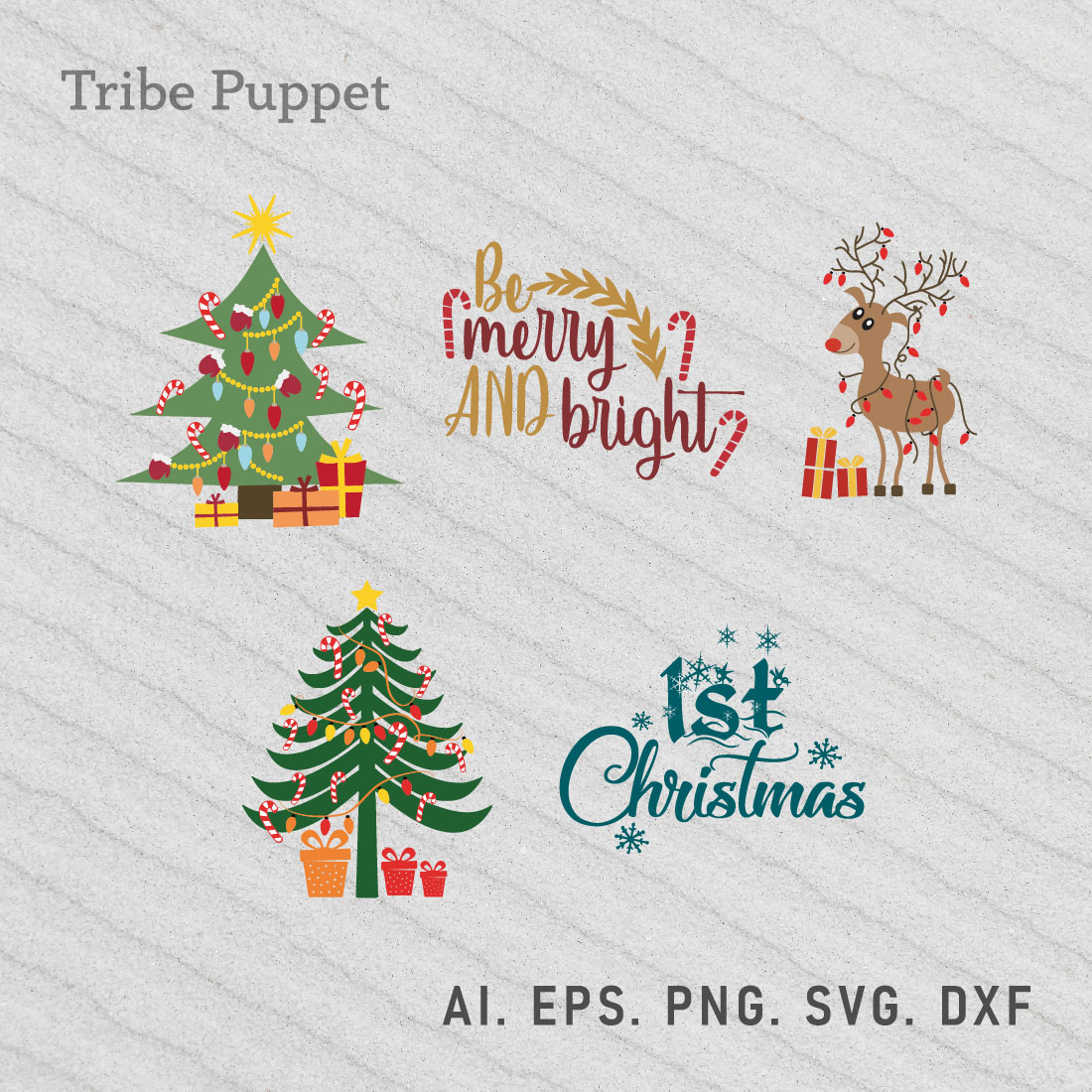 Christmas Typography bundle preview image.