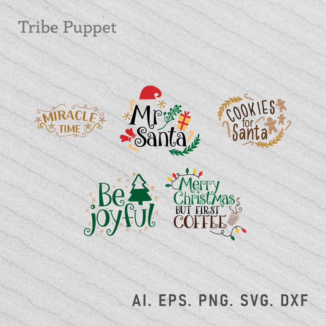 Christmas Typography bundle preview image.