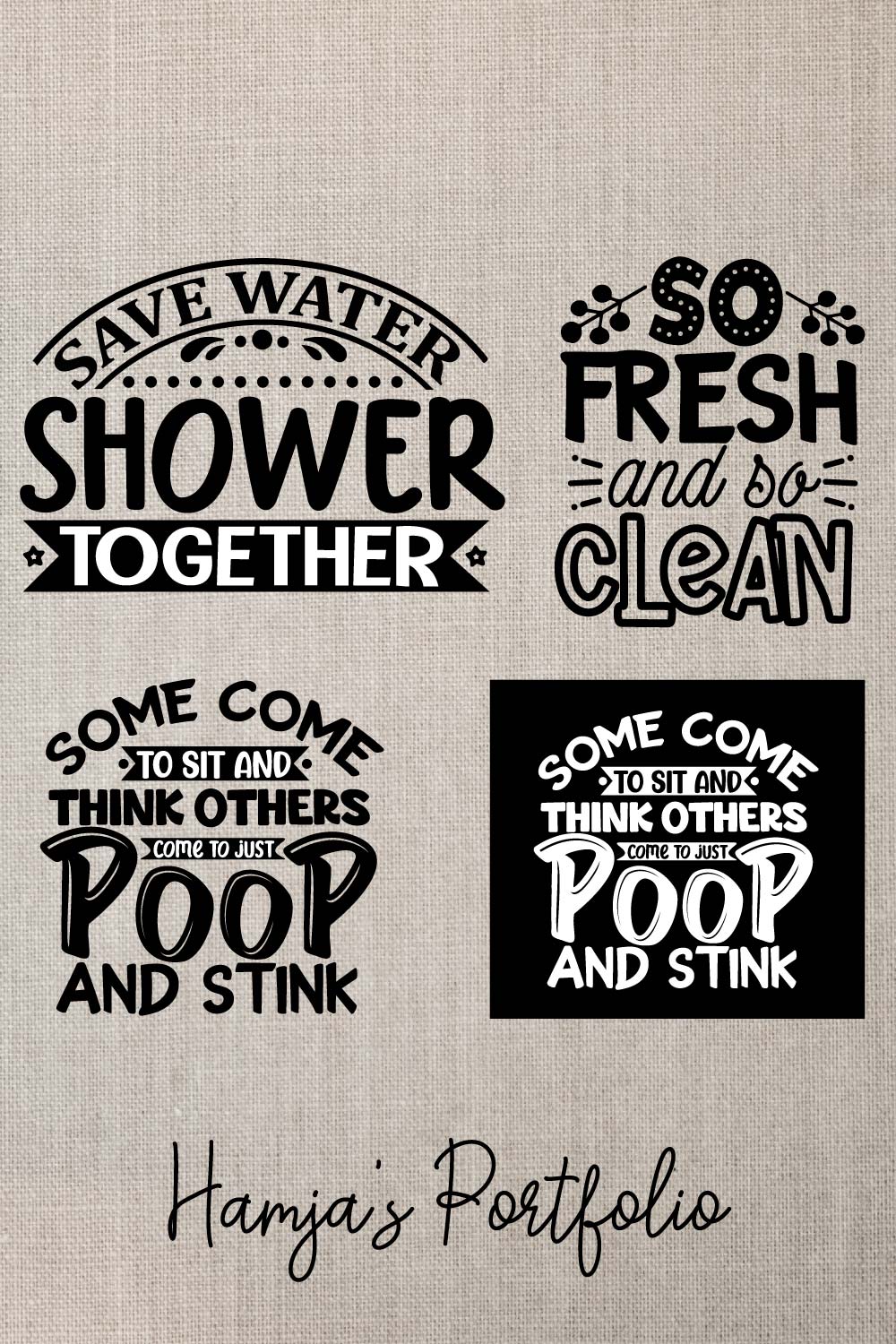 Bathroom Typography Svg pinterest preview image.