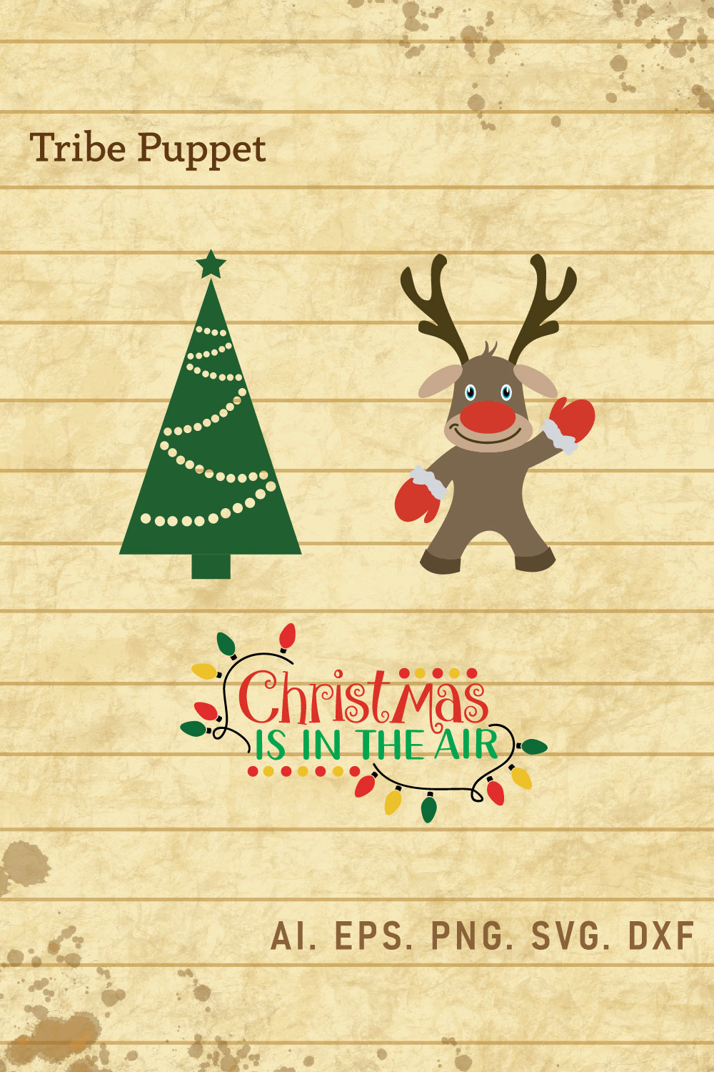 Christmas Typography bundle pinterest preview image.