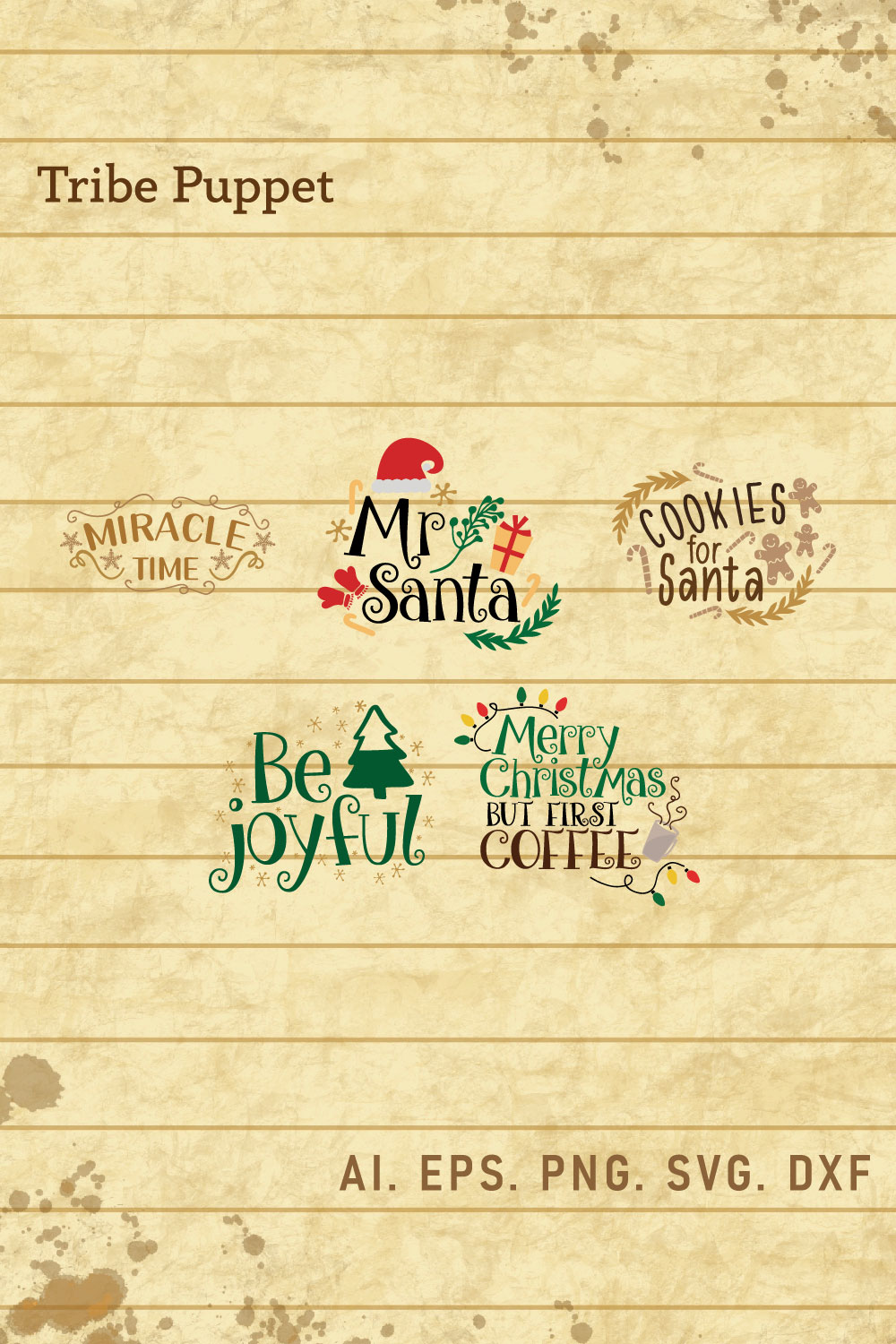 Christmas Typography bundle pinterest preview image.