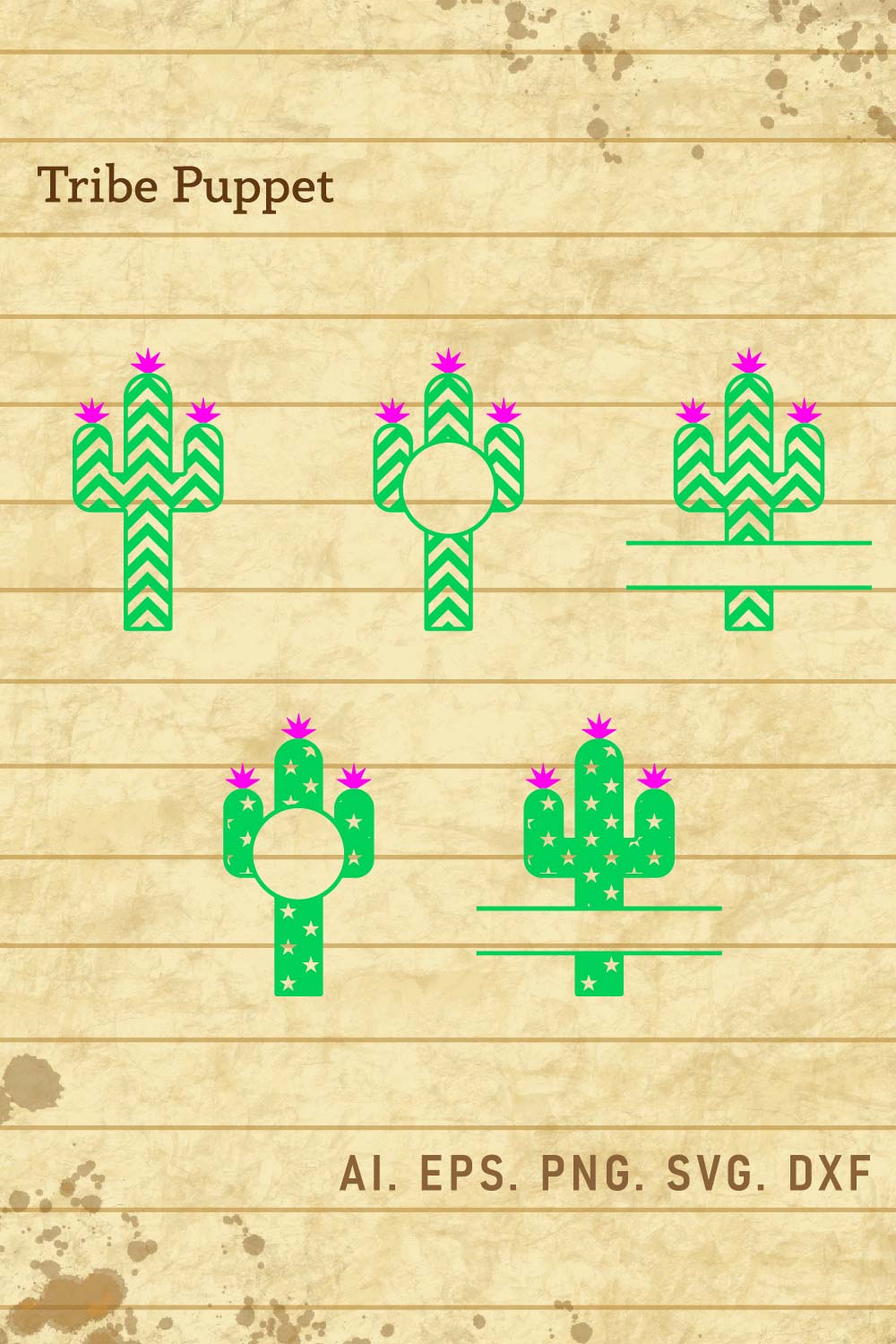 Cactus Bundle pinterest preview image.