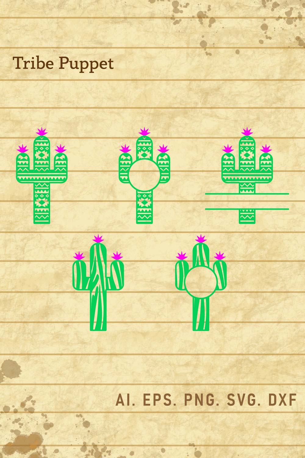 Cactus Bundle pinterest preview image.