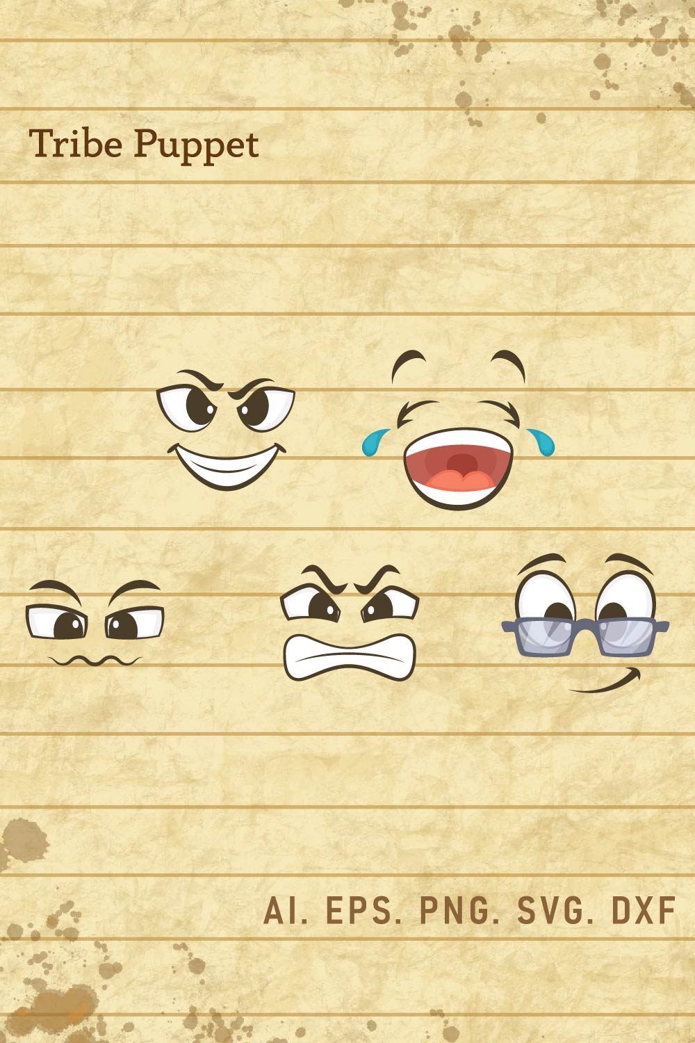 Cartoon Face Set pinterest preview image.