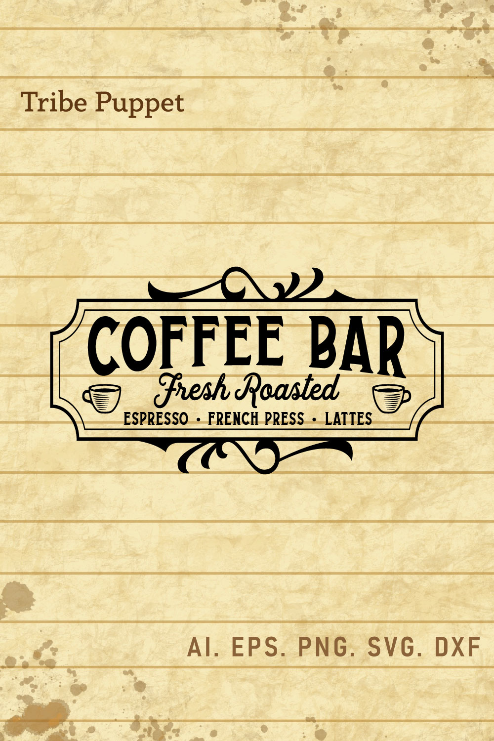 Vintage Coffee Typo 3 pinterest preview image.