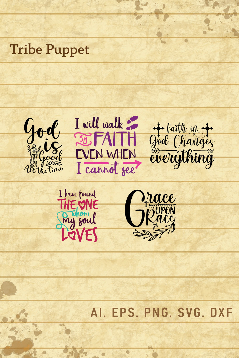 Christian Typography bundle pinterest preview image.