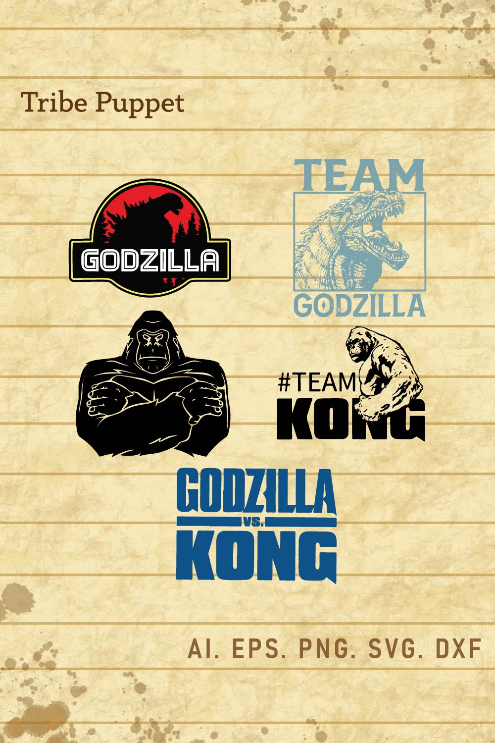 Kingkong vs Godzilla Vector pinterest preview image.