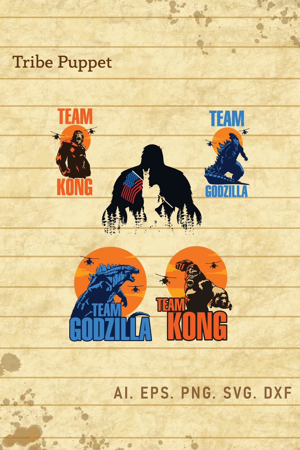 Kingkong vs Godzilla Vector pinterest preview image.