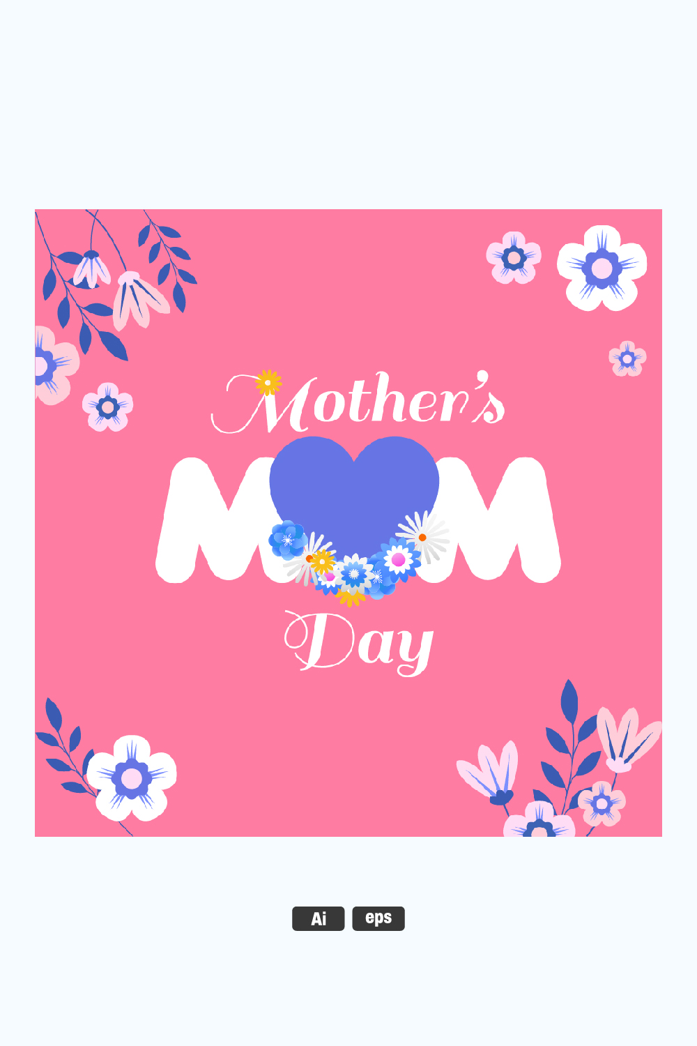 Mother's day Social media banner Vector banner and flying pink paper hearts Symbols of love on isolated white background pinterest preview image.