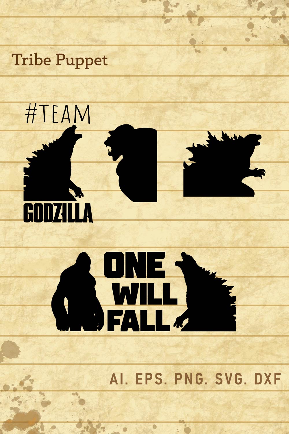 Kingkong vs Godzilla Vector pinterest preview image.