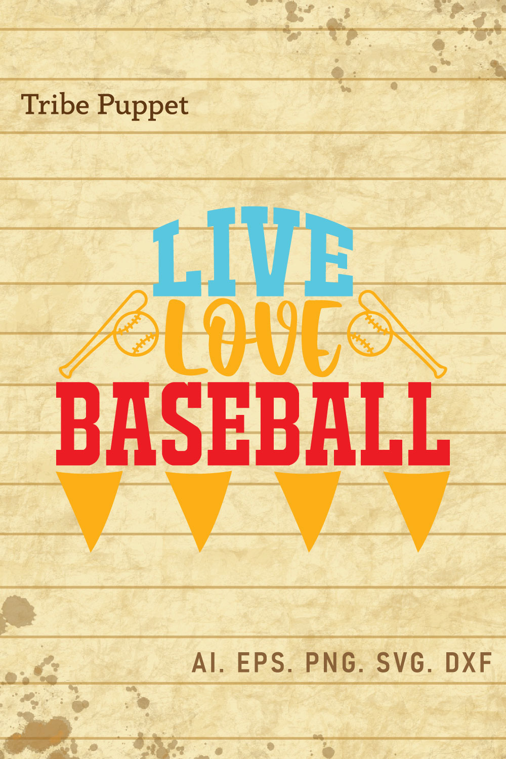 Baseball Typography pinterest preview image.