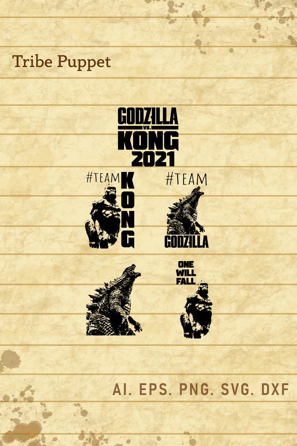 Kingkong vs Godzilla Vector pinterest preview image.