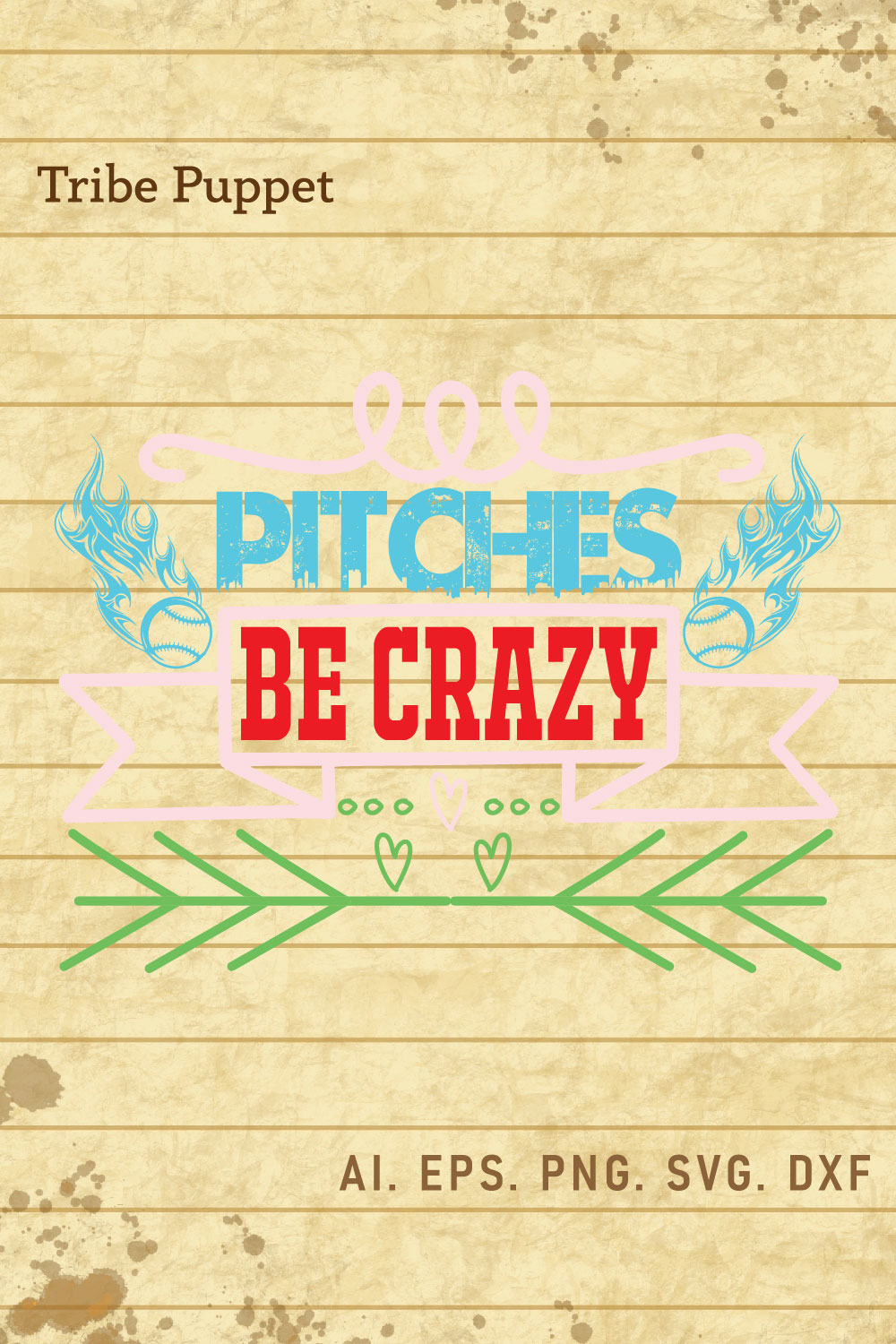 Baseball Typography pinterest preview image.