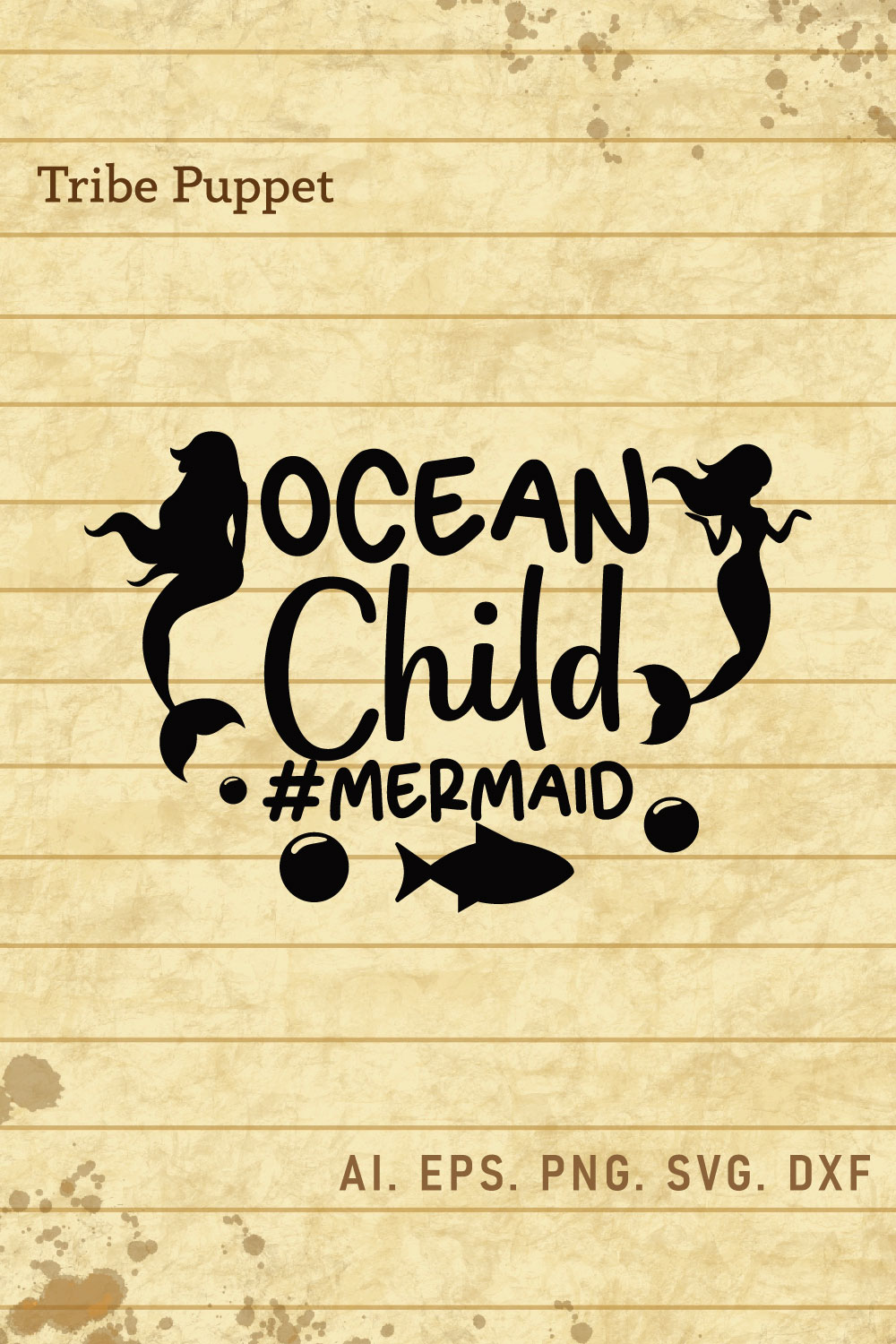 Mermaid Typography pinterest preview image.