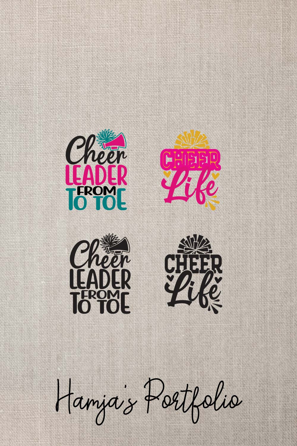 Cheer Typography Vector pinterest preview image.