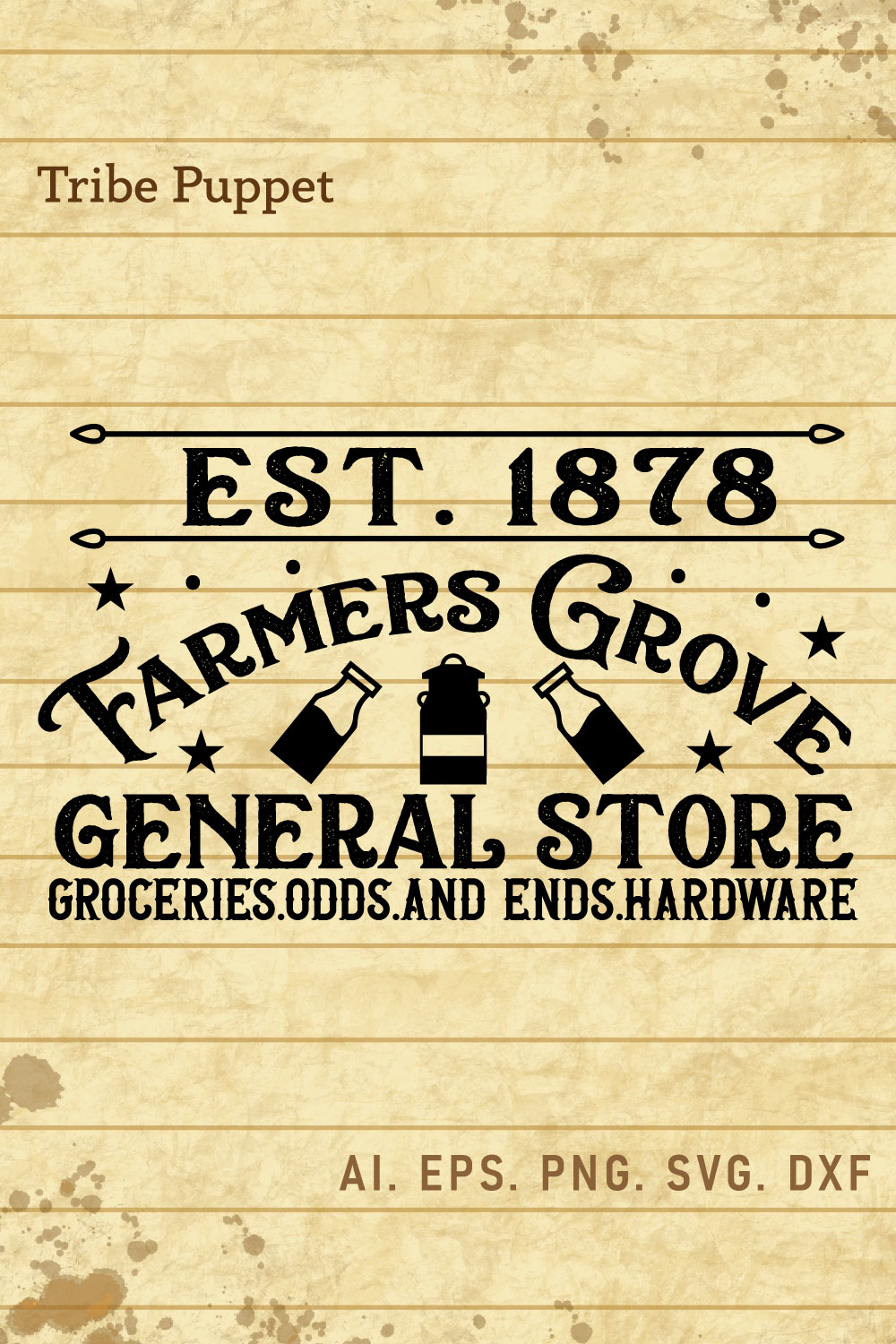 Vintage Farm House Typo pinterest preview image.