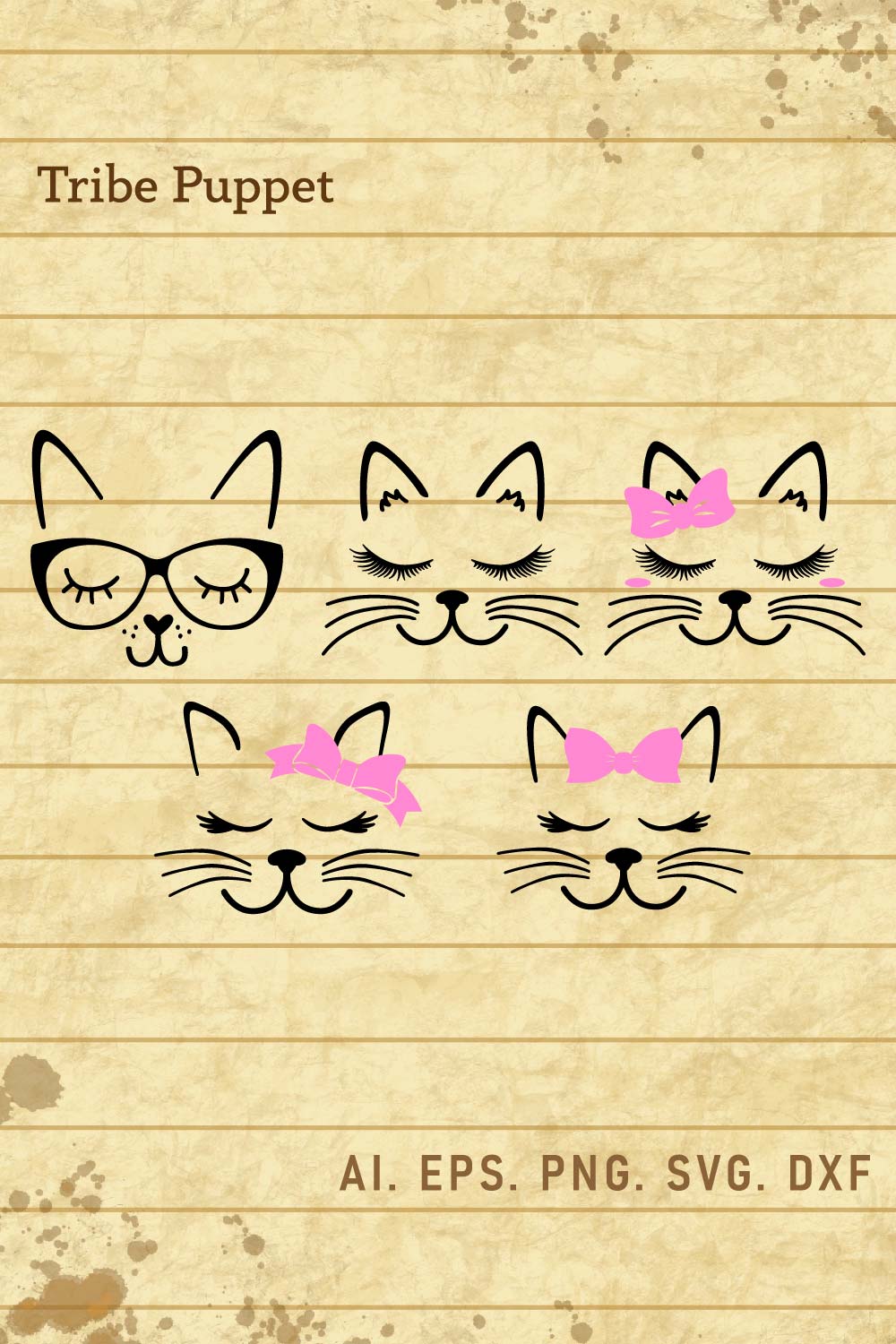 Cat Typography Vector pinterest preview image.
