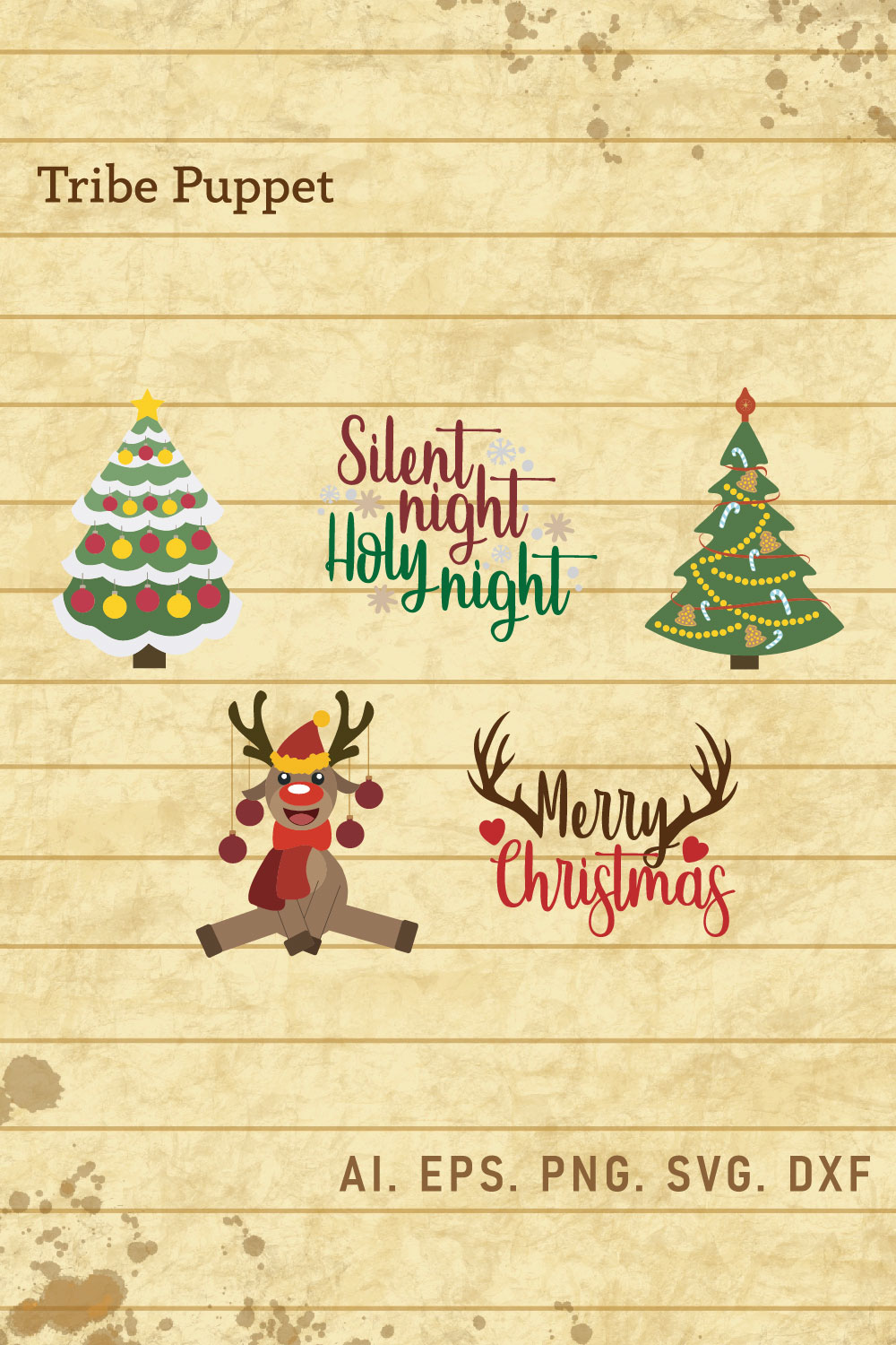 Christmas Typography bundle pinterest preview image.