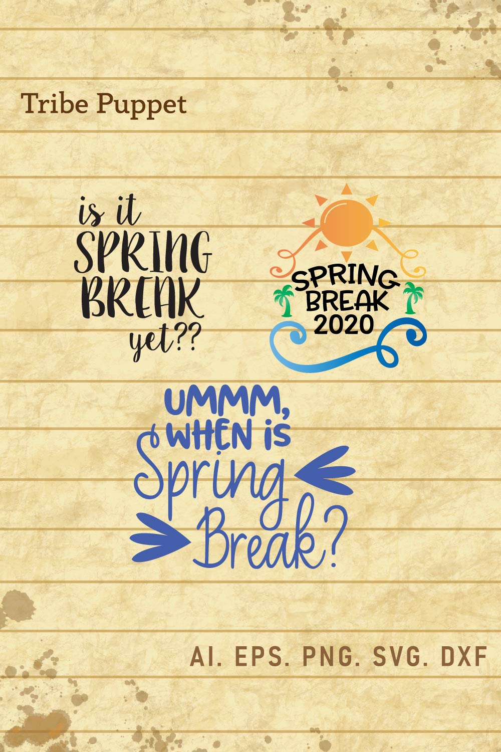 Spring Break Typo pinterest preview image.