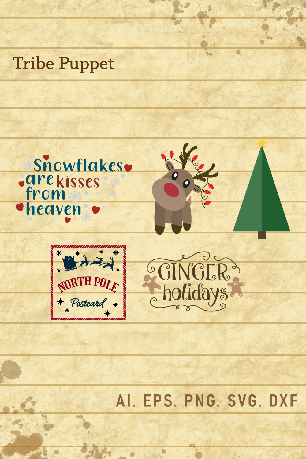 Christmas Typography bundle pinterest preview image.