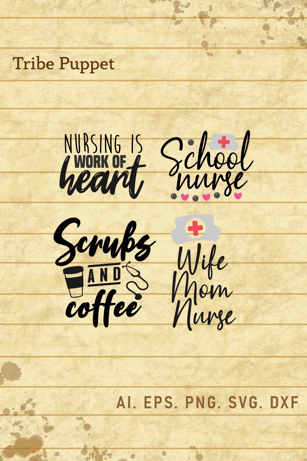 Nurse Typography pinterest preview image.